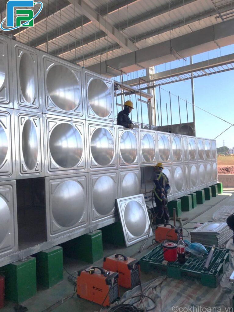 Thi công lắp đặt bể nước lắp ghép inox theo yêu cầu của khách hàng